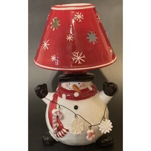 Ceramic 10" Snowman Red Snowflakes Winter Votive Tealight Candle Holder Kohl's